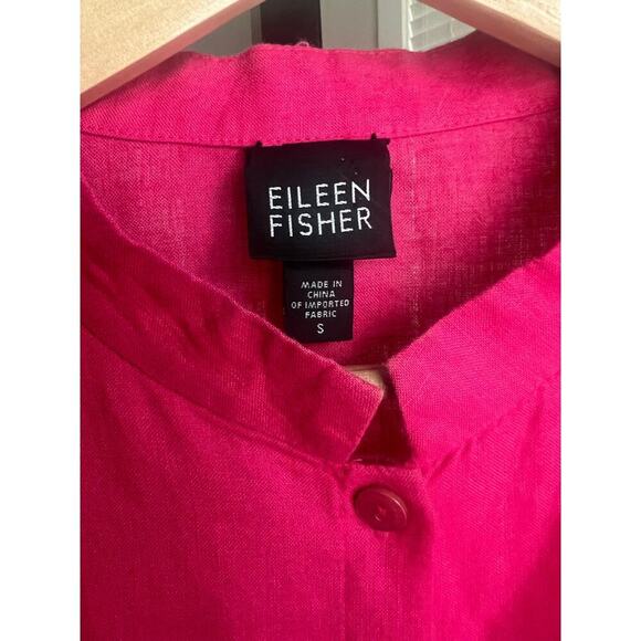 Eileen Fisher Pink Linen Button Down Top 100% Irish Linen - Picture 4 of 5